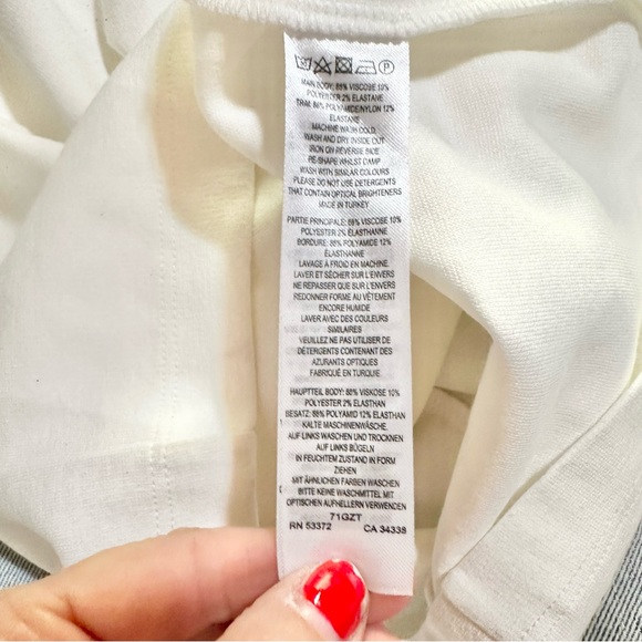 French Connection White Viven Panelled Bodycon Knee Length Sheath Dress Sz 2 NWT - Picture 6 of 7